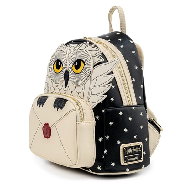 Loungefly Harry Potter Hedwig Howler Mini Backpack — angled view of the Loungefly Hedwig mini backpack