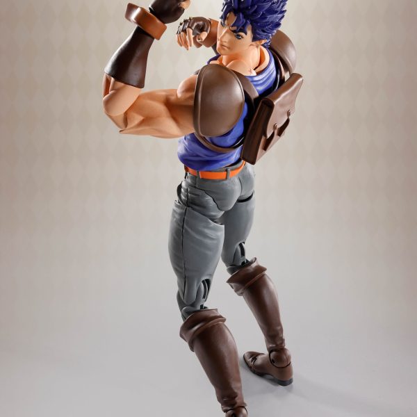 Jonathan Joestar action figure in a muscular pose, wearing a blue shirt, brown shoulder pads, and grey pants