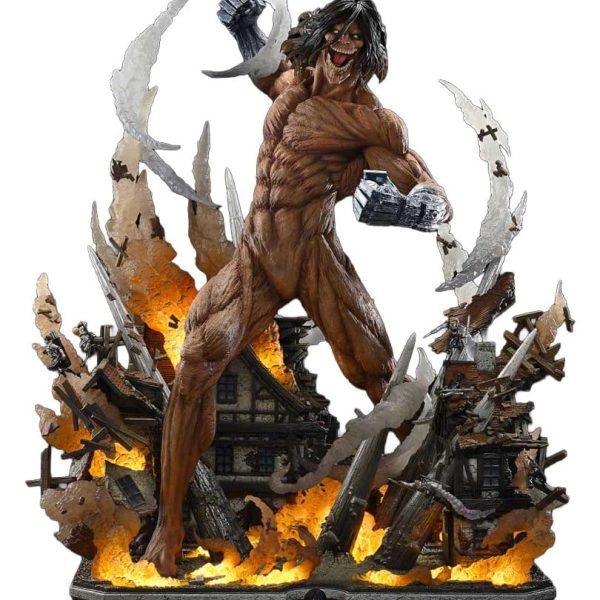 Prime 1 Studio Eren Yeager Attack Titan statue, full view on a white background