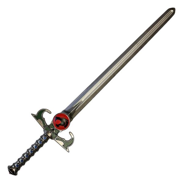 Sword of Omens from ThunderCats with a silver blade, jeweled hilt, and the red Eye of Thundera emblem