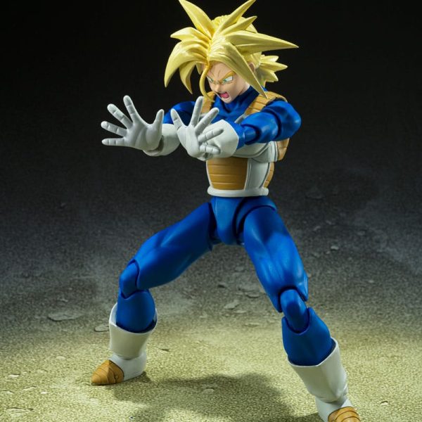 S.H.Figuarts Super Saiyan Trunks figure in a wide stance with both palms open