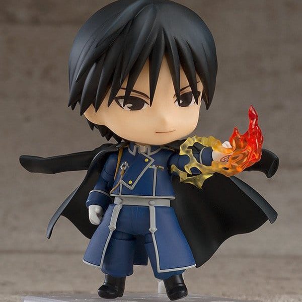 Nendoroid Roy Mustang holding the flame effect part in one gloved hand