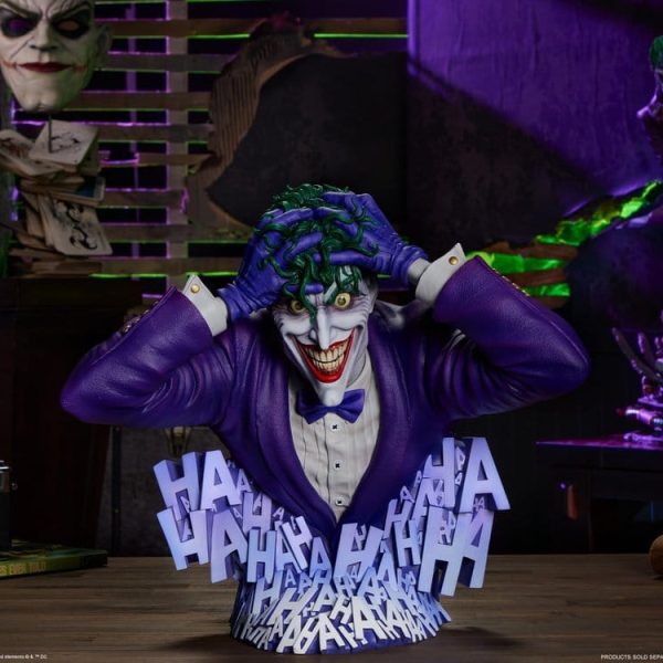 Sideshow The Joker bust shown in a room display alongside other collectibles