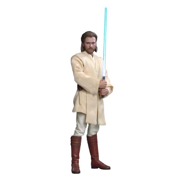 Hot Toys Obi-Wan Kenobi 1/6 sixth scale figure – full front packshot with lightsaber
