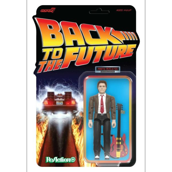 ReAction Marty McFly ’55 figure on its retro blister card with original Super7 artwork — Back to the Future