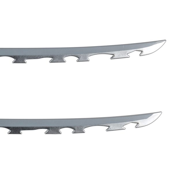 Demon Slayer Inosuke Dual Sword Set — close-up of the chipped, saw-toothed blade edges