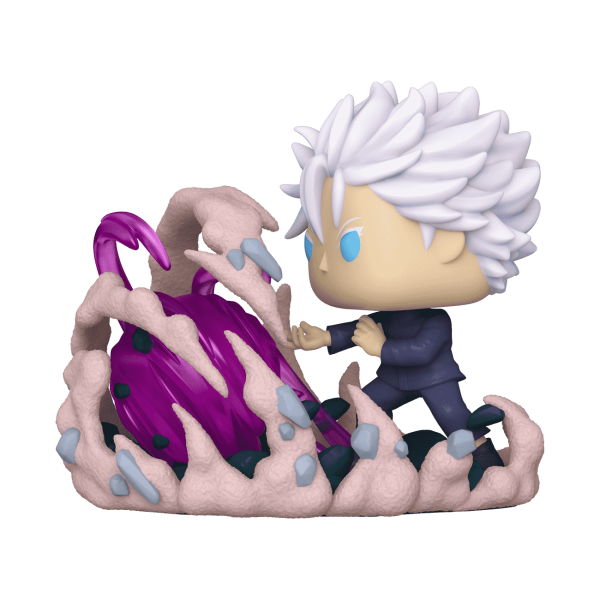 Funko POP! Deluxe Satoru Gojo vinyl figure with the purple Hollow Technique sphere modelled beside him