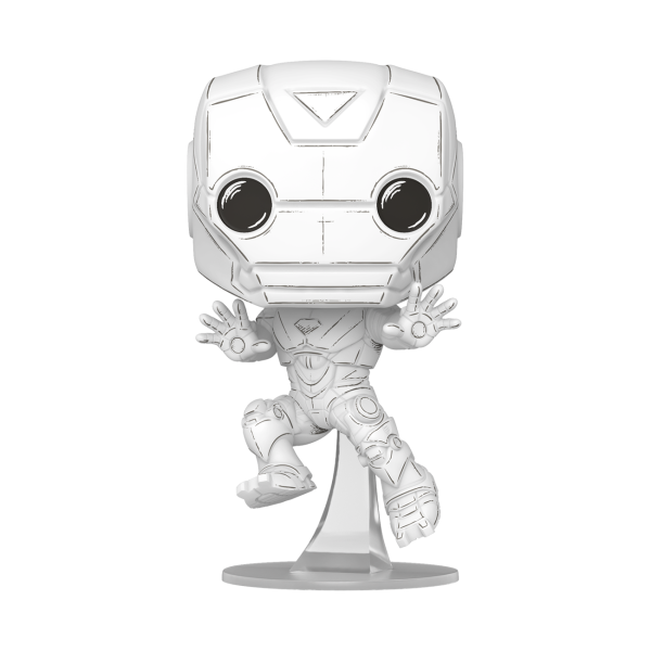 Funko POP! Iron Man Sketched Deco vinyl bobblehead in white with black comic linework and no colour