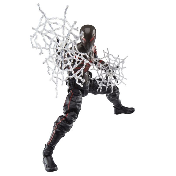 Marvel Legends Miles Morales Brooklyn 2099 Suit crouched with web effect parts