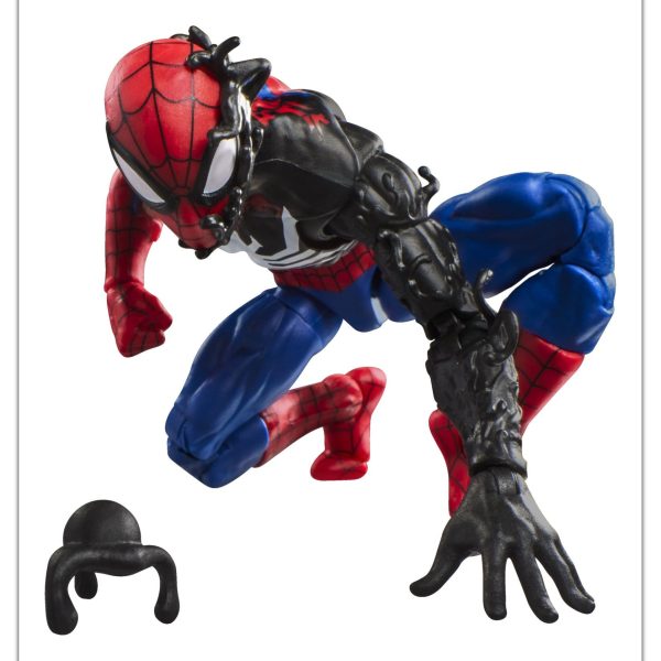 Marvel Legends Spider-Man Alien Costume crawling forward in a wall-crawl pose