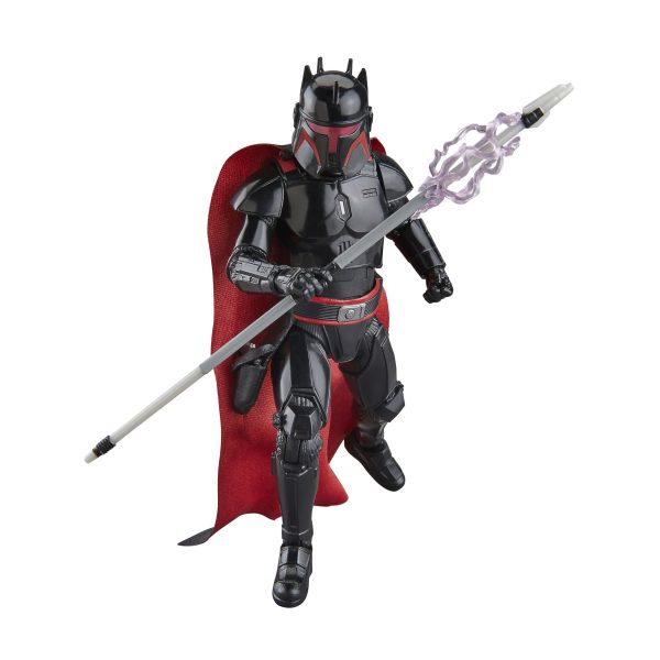Star Wars Black Series Moff Gideon in Dark Trooper Armor with the Darksaber and cape, front view
