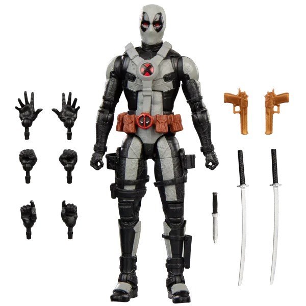 Marvel Legends Deadpool (Concept Art) figure shown with its katana and alternate hands