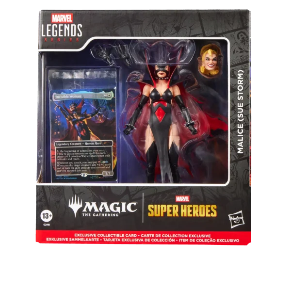 Marvel Legends Malice figure shown from the front with cape