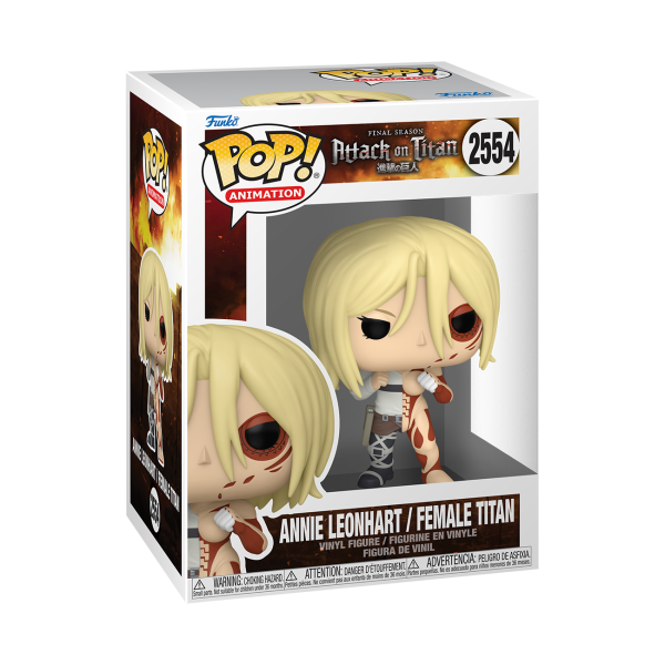 Funko POP! Annie Leonhart / Female Titan in its Attack on Titan window box, POP! number 2554