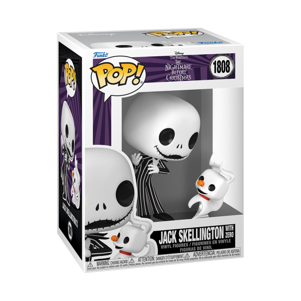 Funko POP! & Buddy Jack Skellington with Zero in its Nightmare Before Christmas window box, number 1808