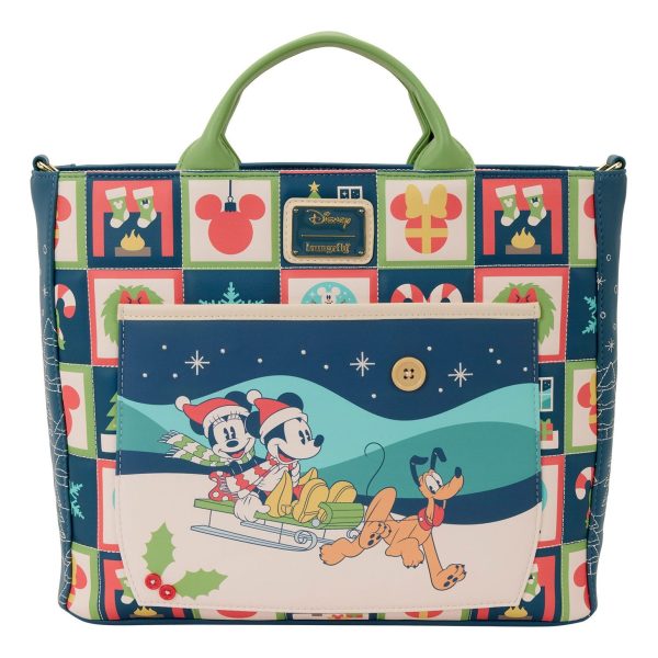 Loungefly Disney Mickey and Minnie Holiday Canvas Tote Bag — main product shot
