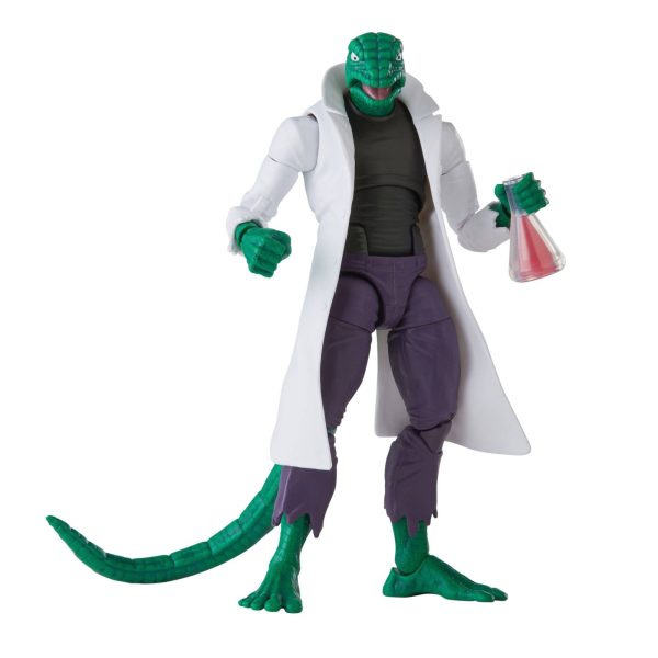 Marvel Legends Marvel's Lizard standing in his torn lab coat holding a serum flask