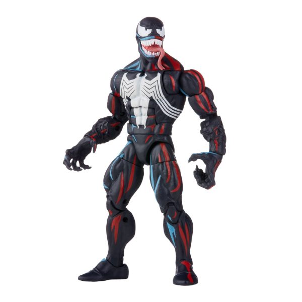 Marvel Legends Venom standing with claws flexed, showing the black and blue symbiote deco