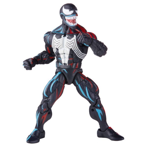 Venom standing square on, white spider symbol across his chest